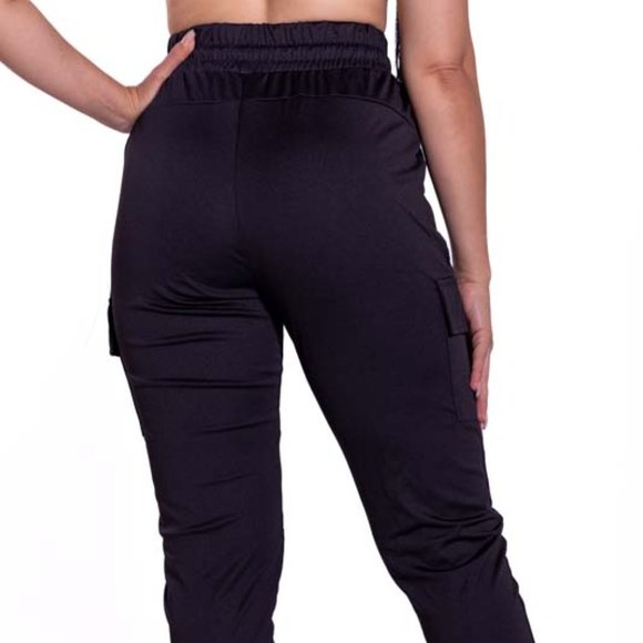 Cargo Pocket Black Joggers - Picture 5 of 9